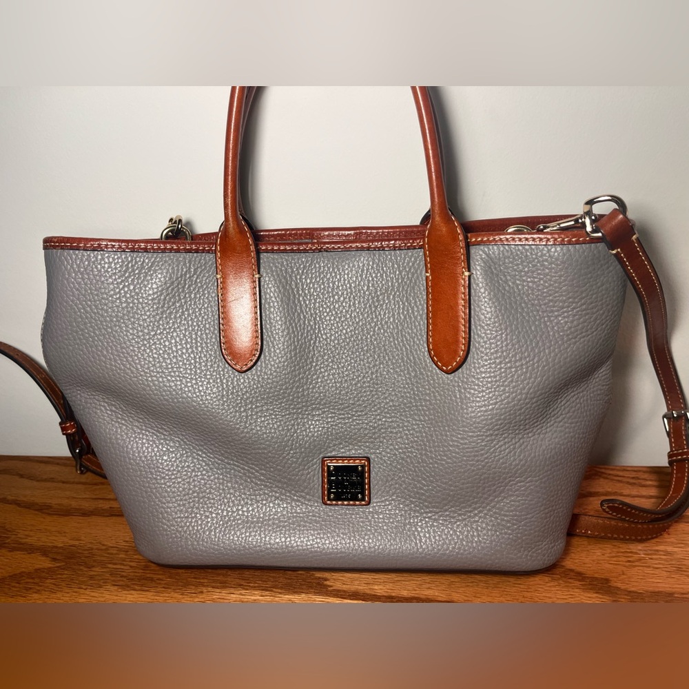 Dooney & Bourke Gray Tote with Brown Trim
